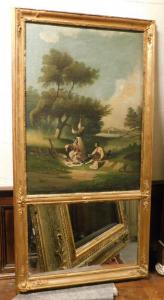 specc167 Fireplace mirror with painting, tot. cm 80 x 151 h